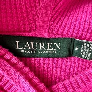 Ralph Lauren M Womens Hoodie Top 100% Cotton Waffle Knit Flattering Curved Hem